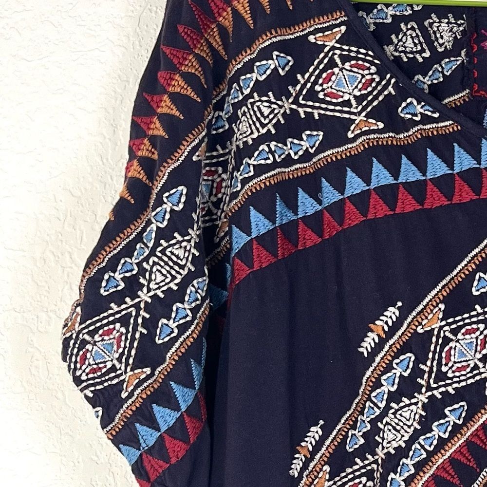 Johnny Was Geometric Patterned Embroidered Oversized Top - Picture 6 of 8
